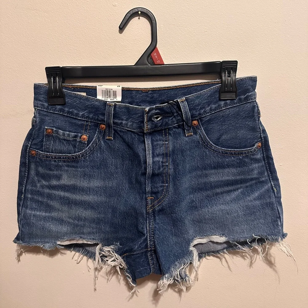 Levi's Distressed Blue Jean Shorts - Picture 1 of 6